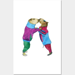 Kissing capybaras couple Posters and Art